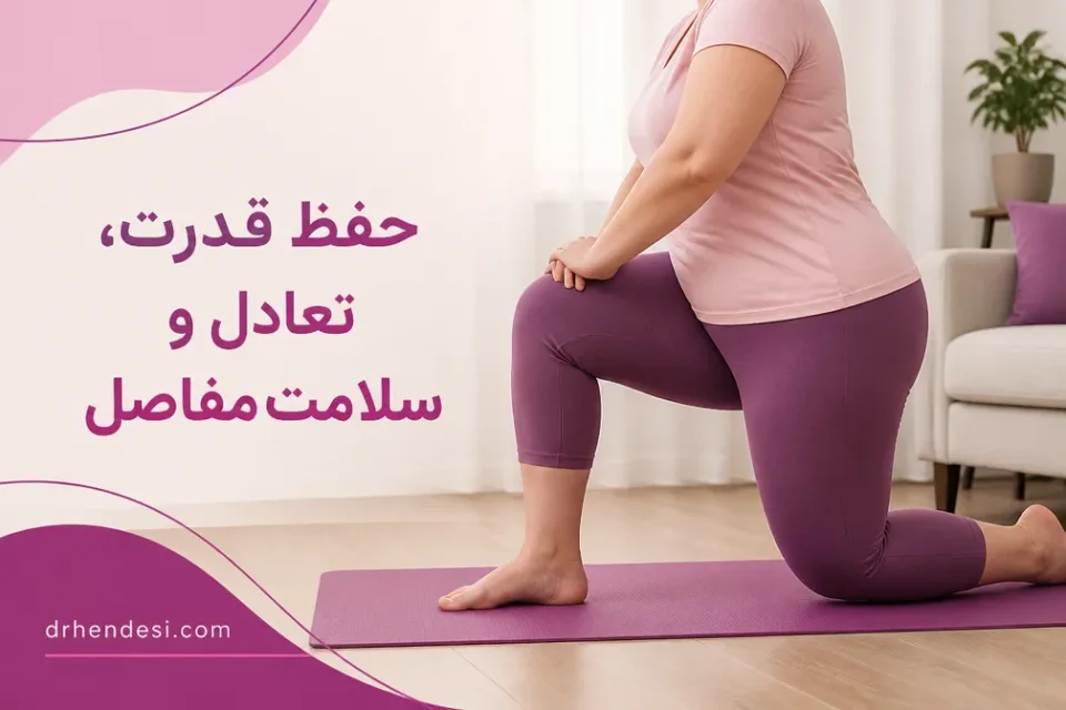 نمای توضیحی درباره حفظ قدرت، تعادل و سلامت مفاصل